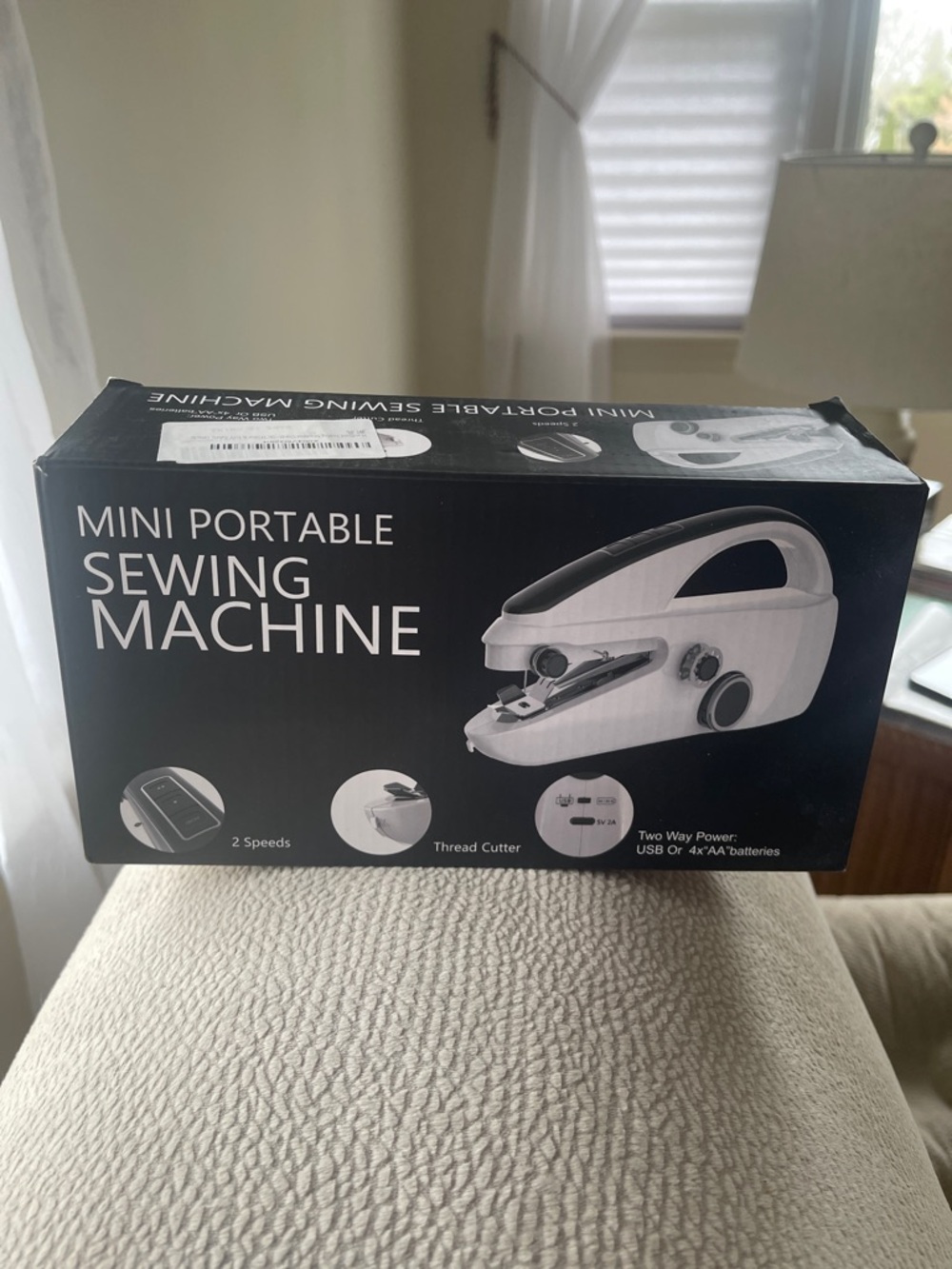 Source Unknown Black and White Mini Portable Sewing Machine